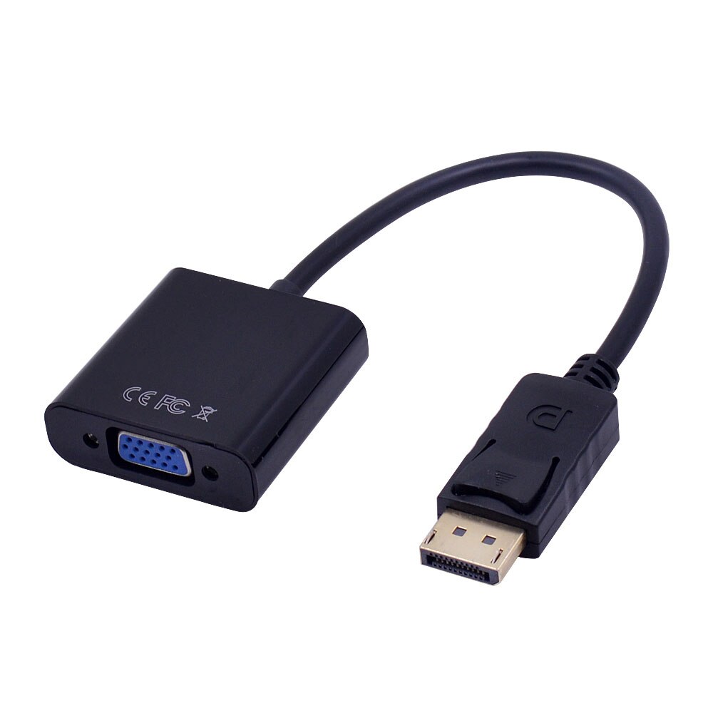 Chipal 10 stk displayport display port dp til vga konverter adapter kabel til pc computer notebook hdtv projektor monitor display: Sort