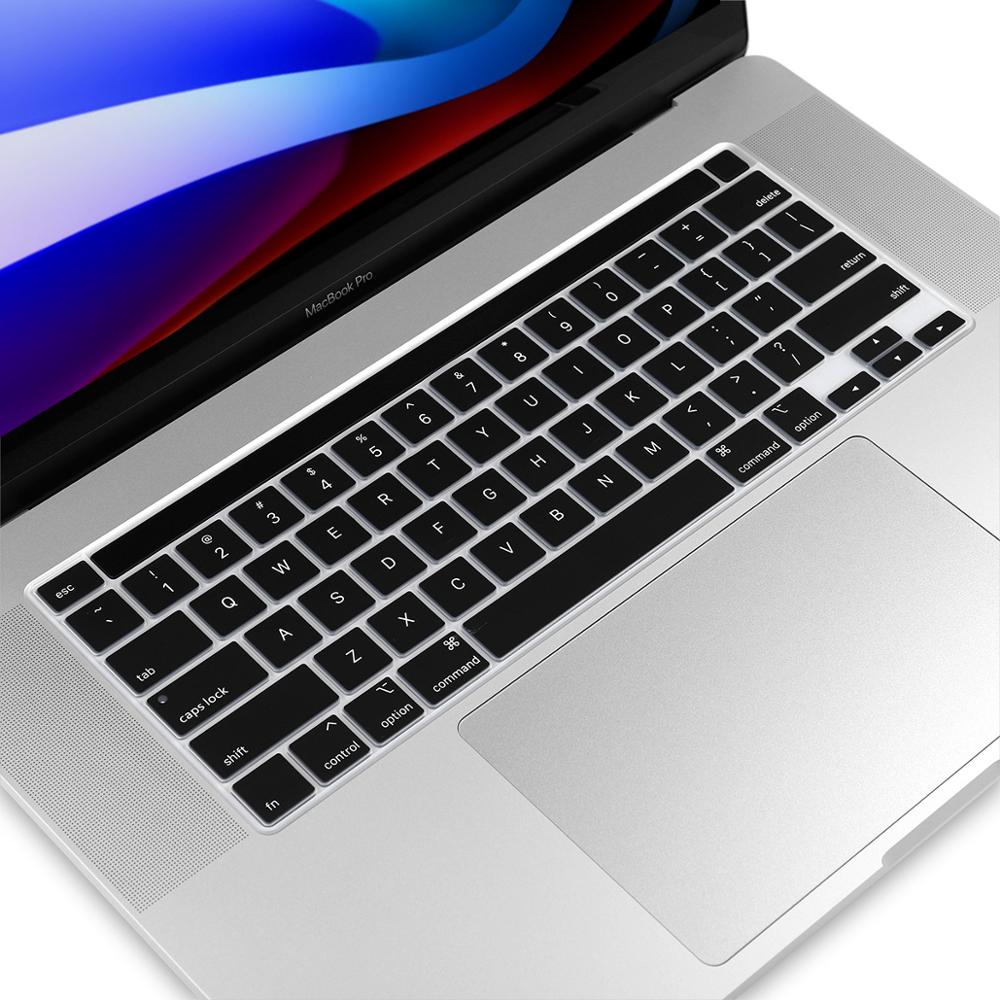 EU/UK/ US typ TPU przezroczysta obudowa klawiatury dla Macbook najnowszy Pro 13 2020 A2338 A2289 Pro 16 cali 2019 A2141Touch Bar klawiatura skóra: US English black