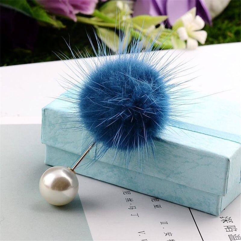 1 stuk Leuke Pom Pom Bal Imitatie Parel Badge Pin Op Broche Pins Voor Vrouwen Jurk Kraag Pak Revers Sieraden decoraties