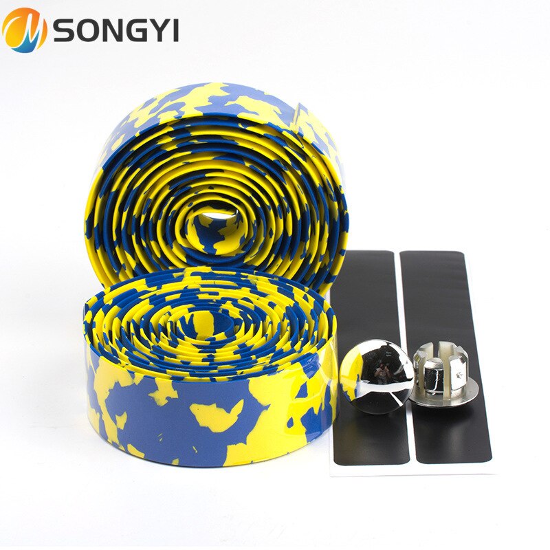 Songyi Road Bike Bar Tape Vibration Demping Anti-Vibratie Eva Pu Stuur Bar Tape Kleurrijke Wrap + 2 Bar Plug I185