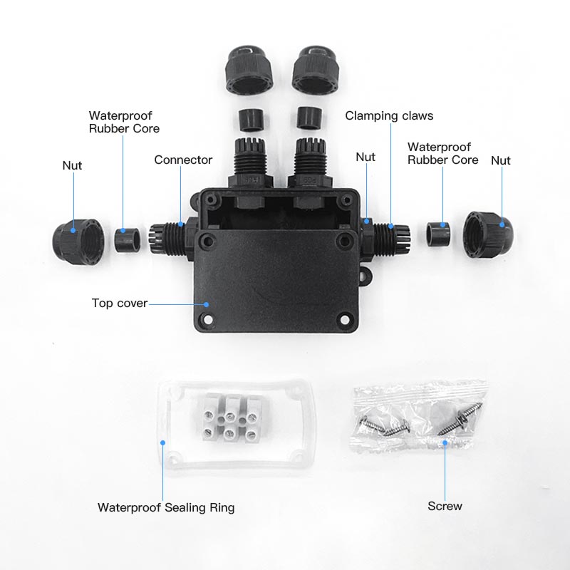IP68 Waterproof Junction Box Electrical 4 Way Enclosure Block Cable Connecting Protection for Wiring Accessories Wire Connector