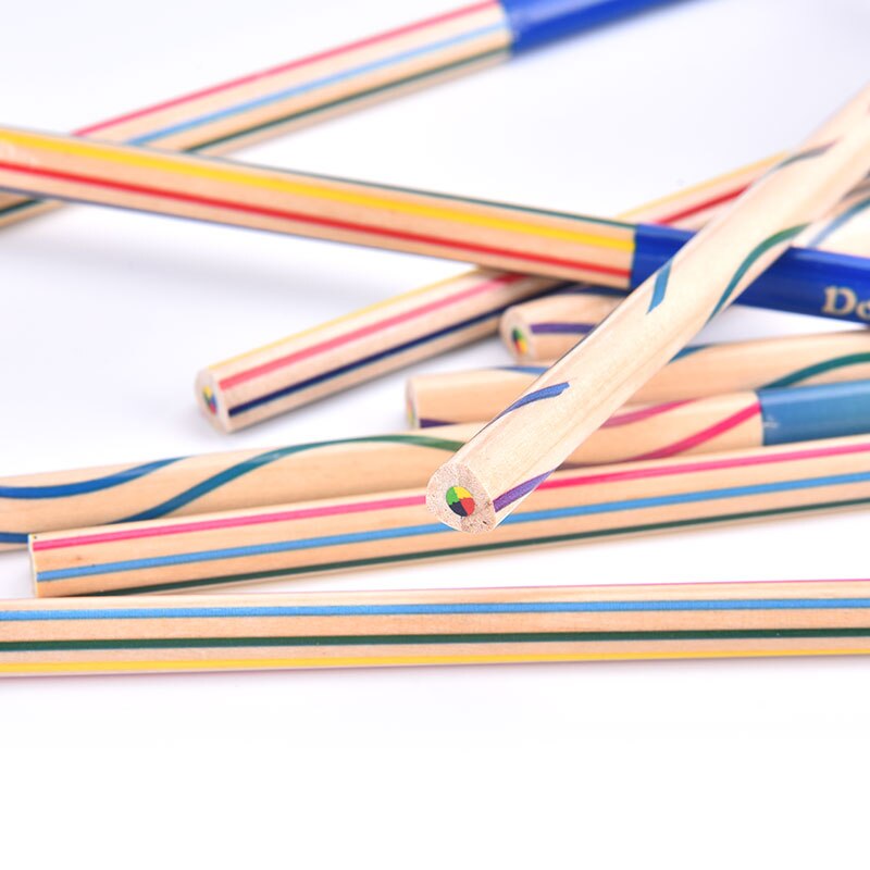 10pcs/pack 4 Color Concentric Rainbow Pencil Crayons Colored Pencil Set Drawing