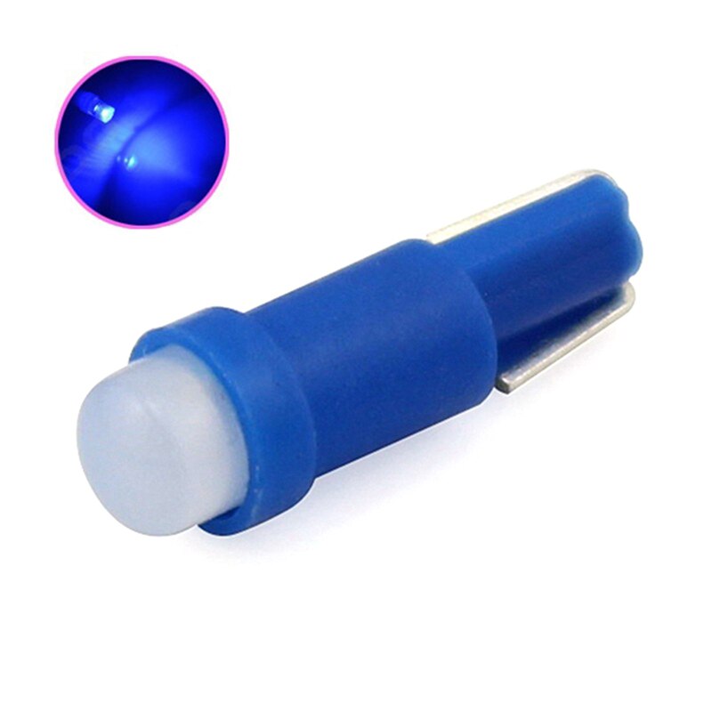 10 stk auto ledet pære  t5 1 smd bil kolbe instrument lys indikator pære auto bil tilbehør interiør lys hette lys plast lampe: Blå