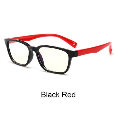 Ralferty børn firkantede briller anti-blå blokerende computer brilleramme barn dreng pige  tr90 fleksible briller rammer  a008: Sort rød