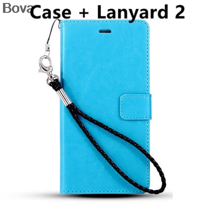 Honor 4C card holder cover case for Huawei Honor 4C leather phone case ultra thin wallet flip cover: Blue Lanyard 2