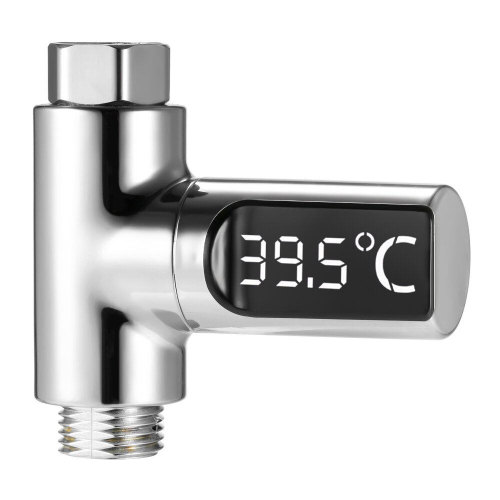 Ledet digitalt termometer vandbruser vandhaner baby real-time vandstrøm køkken badeværelse temperatur indendørs skærm 360 ° roterende: Stil 1
