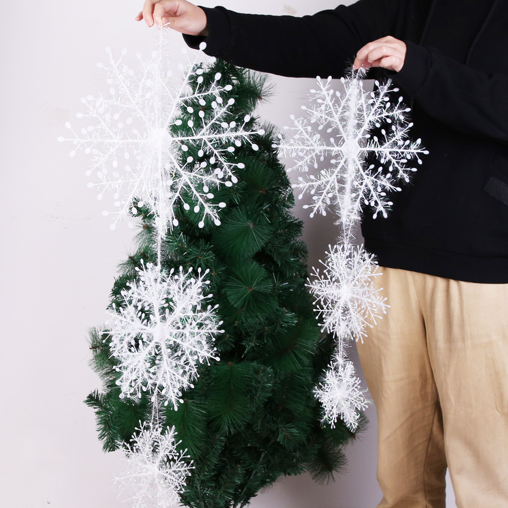 6 Stuks 15/28/38Cm 3D Plastic Wit Sneeuwvlok Ornamenten Kerstboom Sneeuwvlokken Opknoping Hangers Thuis tuin Xmas Decor