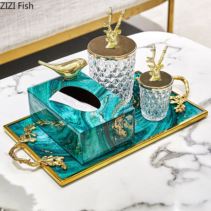 Glazen afgesloten voorraadpot gouden hertenkop deksel kruidenpotjes ornamenten kruidenkristal vochtbestendige container snoeppot