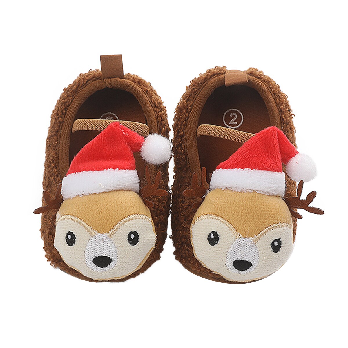 Jul lille baby varme hjemmesko, bløde plys rensdyr spædbørnssko sko forvandrere med skridsikker sål