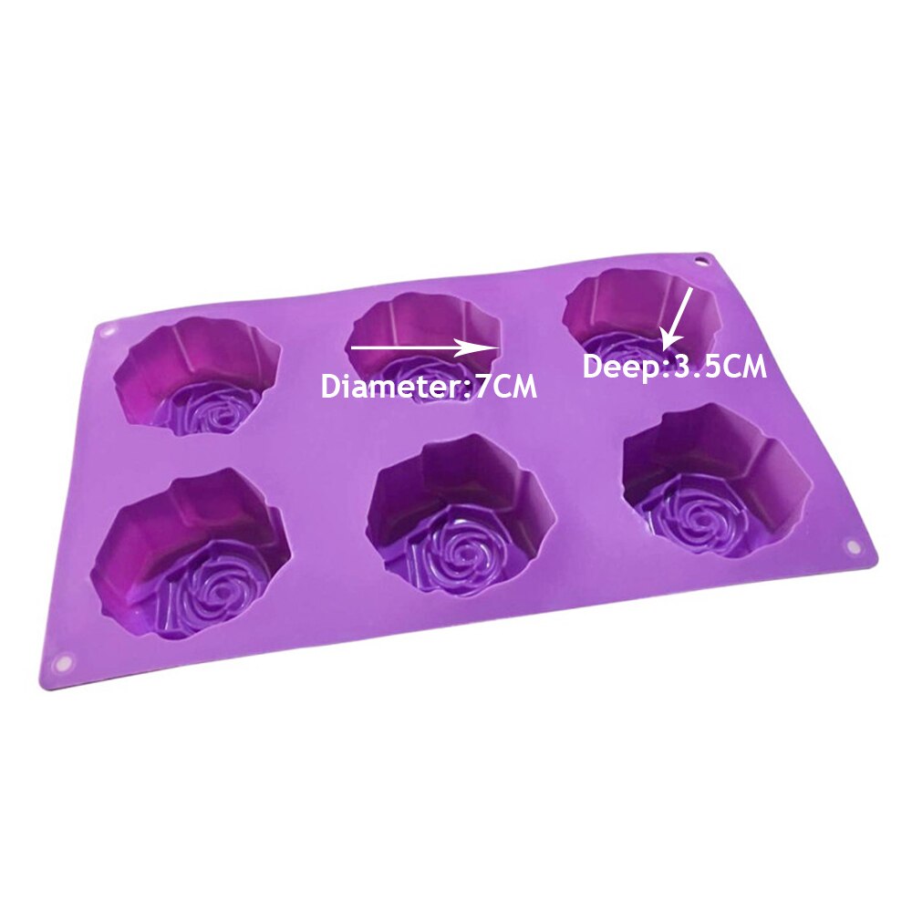 Diy silikonesæbeform isterning slik chokoladekage småkage cupcake forme rektangel blomst rose form til frossen mikrobølgeovn: 8