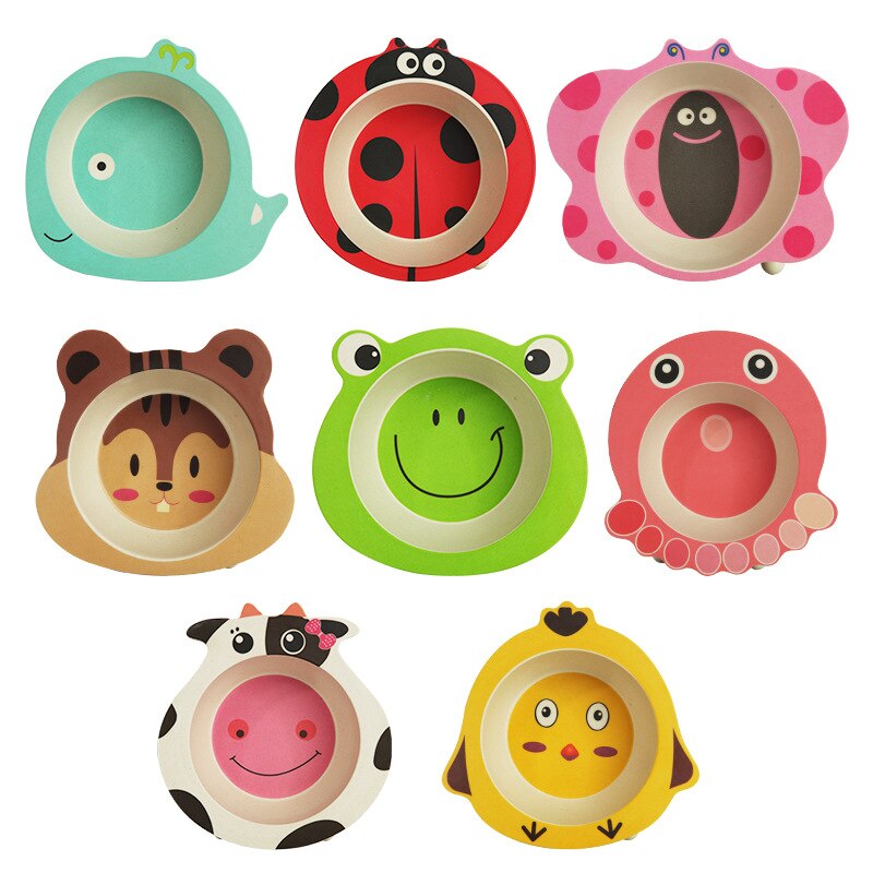 Effen Voeden Babyvoeding Eco Bamboe Servies Antislip Servies Voor Feeding Baby Gerechten Cartoon Kinderen Kids Bamboe Plaat