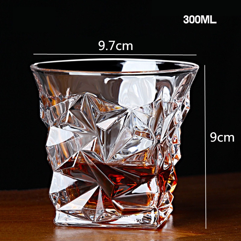Merkki viinilasi lyijytön lämmönkestävä läpinäkyvä kristalliolutviski brandy vodka kuppi monikuvioinen juomapatukka: 3
