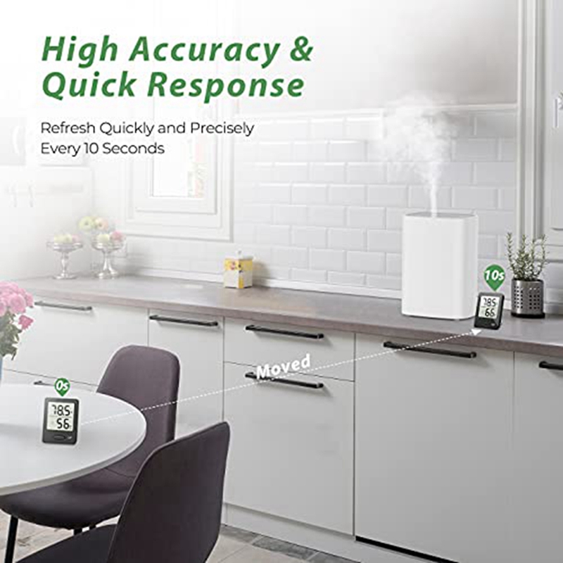 Humidity Gauge, Room Thermometer Hygrometer, Mini Size Indoor Thermometer with Air Comfort Indicator, Black