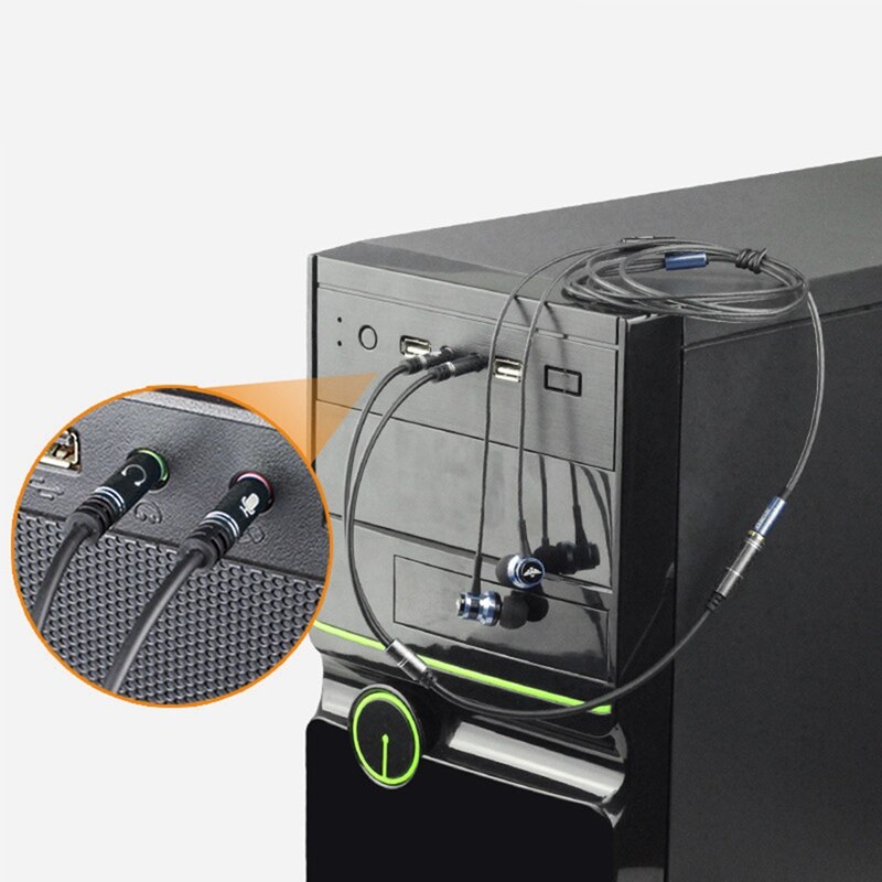 Aux 3.5mm o mic jakokaapeli naaras  to 2 uros kuulokemikrofoni adapteri