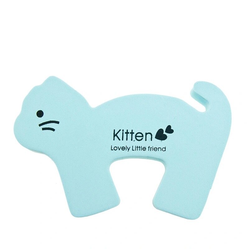 Mignon dessin animé Animal en plastique bouchon de porte Non-poinçon antichoc Anti-pincement mur Protection arrêt de porte Crash Pad: Blue Cat