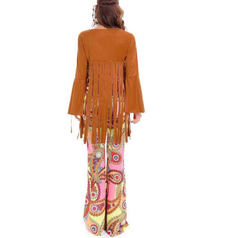 Halloween Volwassen Paar 60's70's Hippie Kostuum Rollenspel Bloem Hippie Cosplay Vrouwen Disco Hippie Kostuum Voor Purim Party