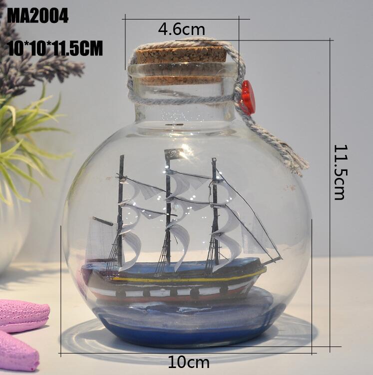 Home Decor Mini Sailing Pirate Boat Ship Small Wood Cork Glass Drift Charm Wishing Bottle Vial Valentine's Day: 2004