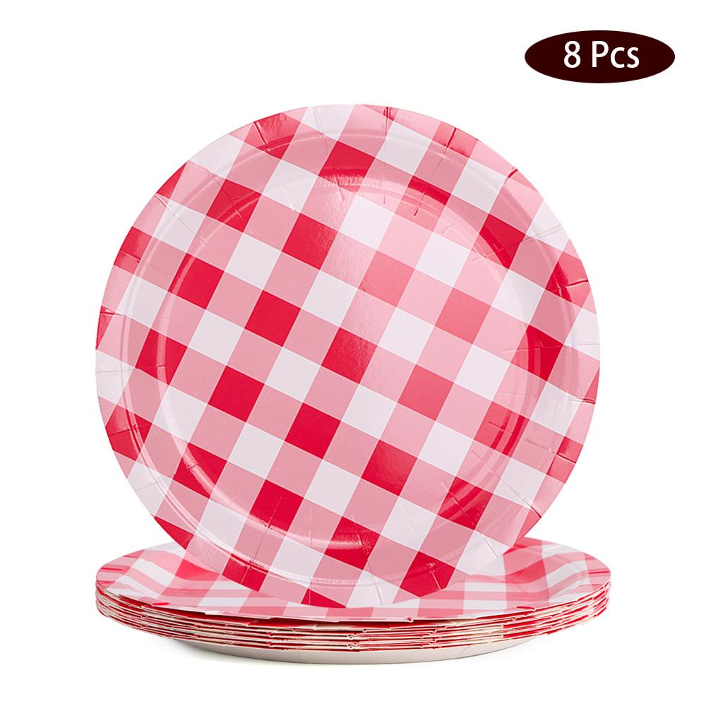 OurWarm Disposable Tableware Red and White Checkered Perfect for Italian Dinner Party Square Tablecloth Strawberry Birthday: Gold