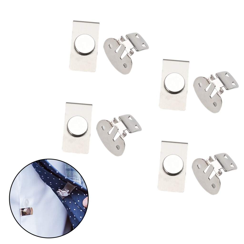 8Pc Tie Blijven Clips Onzichtbare Magnetische Rvs Anti-Rimpel Anti-Drijvende En Anti-Swing Tie houder Clips