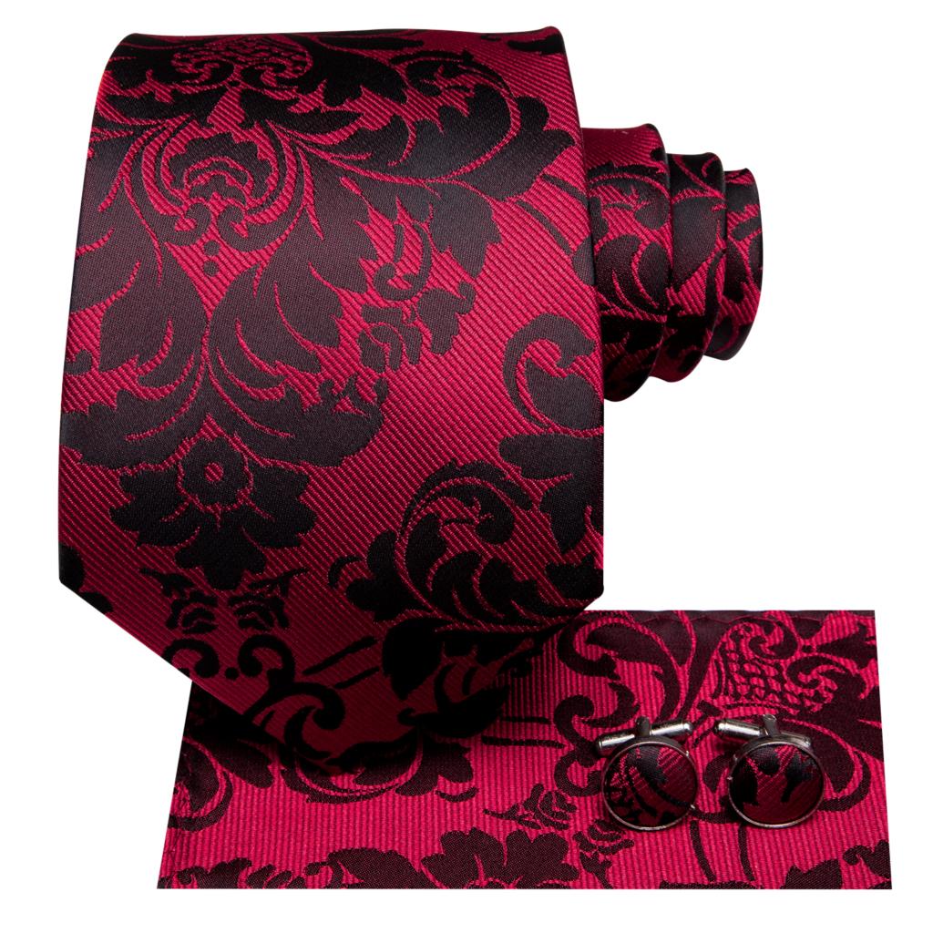 Hi-Tie Bourgondië Paisley Gestreepte Zijden Bruiloft Stropdas Voor Mannen Mens Stropdas Hanky Manchetknopen Set Business Party: SN-0757