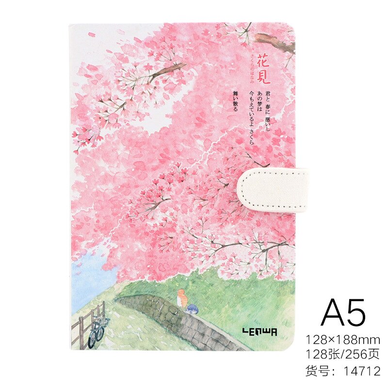 Friskhed skitsebog smuk kirsebærblomst sakura magnetisk spænde dagbog notesbog: Nb00005-3