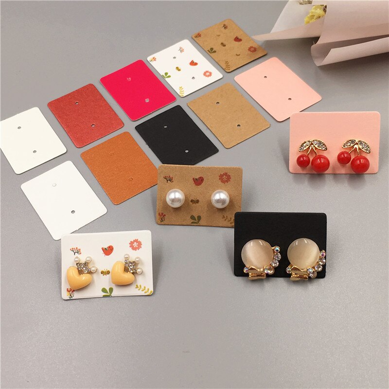 200Pcs 2.5x3.5cm Paper Earring Packaging Cards Multi-style Ear Studs Packaging Card Jewelry Display Card With OPP Bags