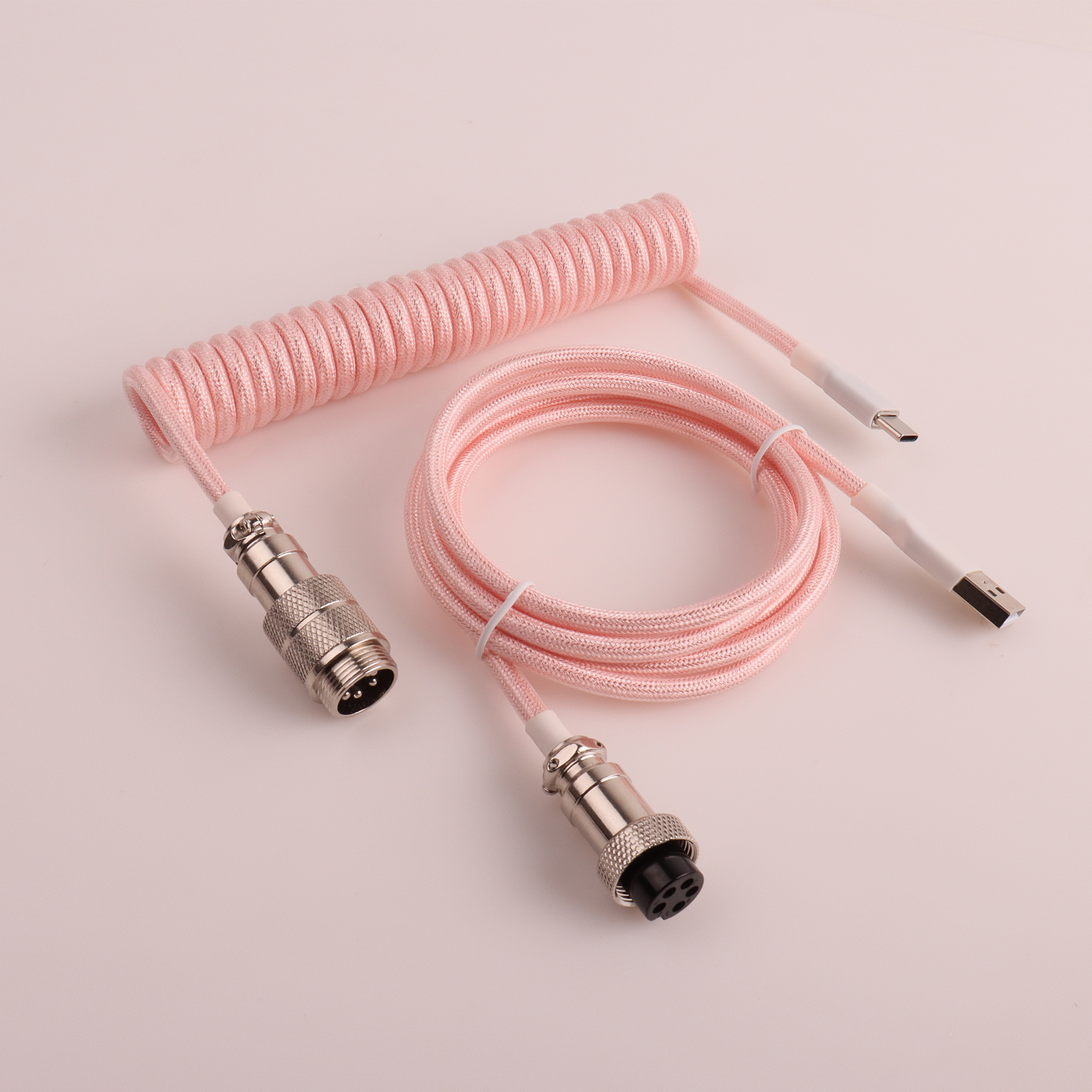 Conector de aviador de Metal LANO, 8 colores, GX16 USB a teclado Tpye C, Cable en espiral, accesorios de escritorio para PC, conector para accesorios de Pc: Rosa