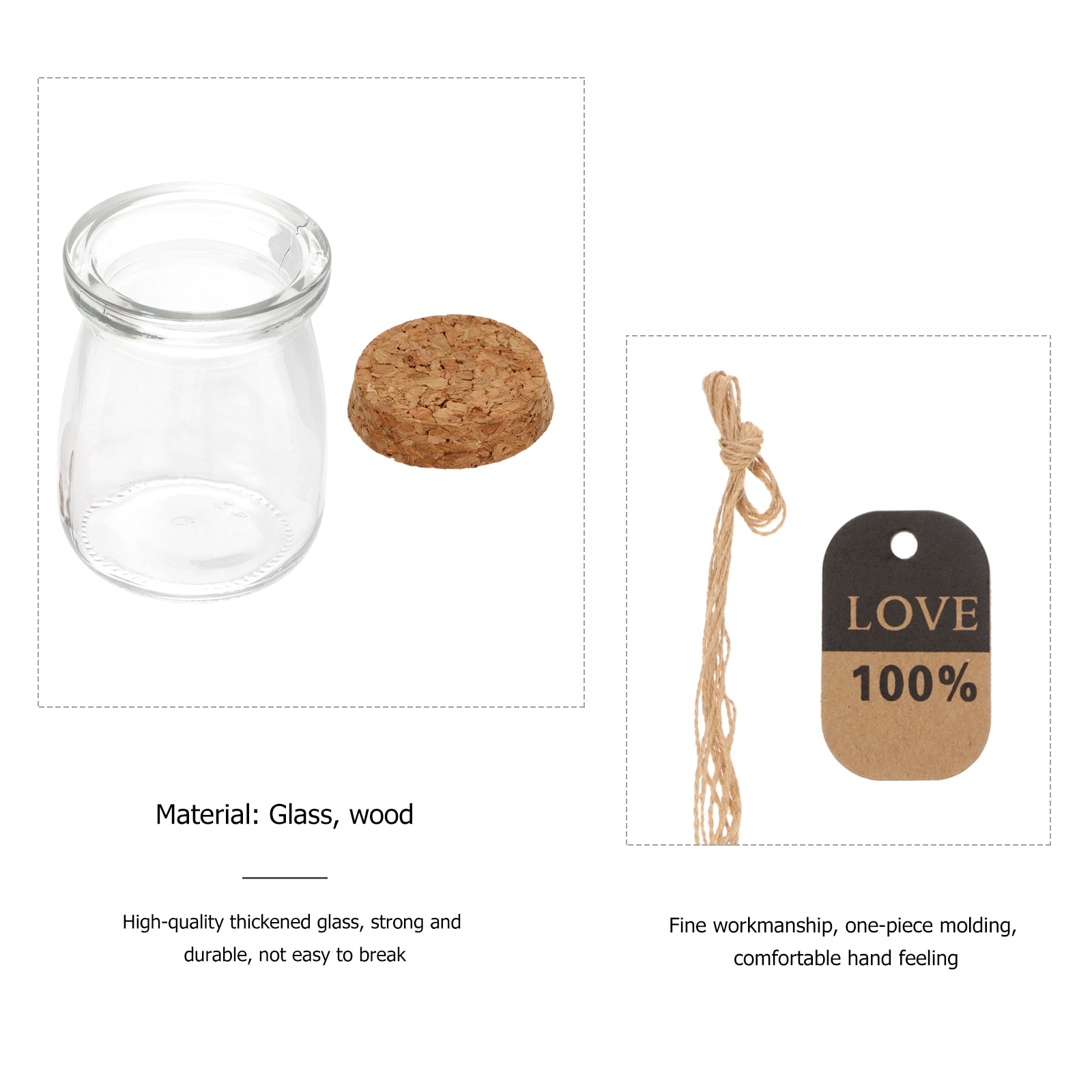 10Pcs 100Ml Hittebestendige Melk Glas Flessen Met Houten Deksel Yoghurt Flessen Voedsel Opslag Pot Voor Keuken
