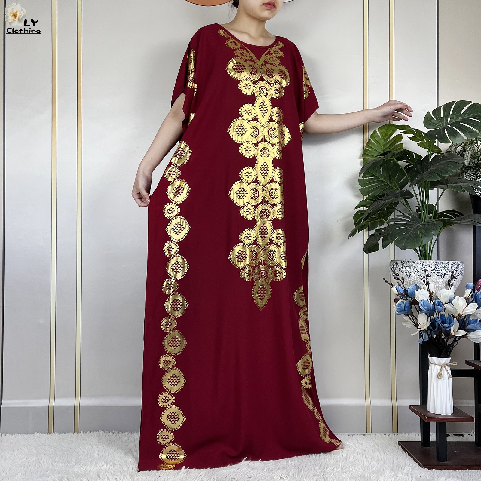 Stijl Afrikaanse Abaya Zomer Korte Mouw Losse Jurk Katoenen Moslim Maxi Femme Jurk Met Grote Sjaal Dubai Islam Casual Gewaad