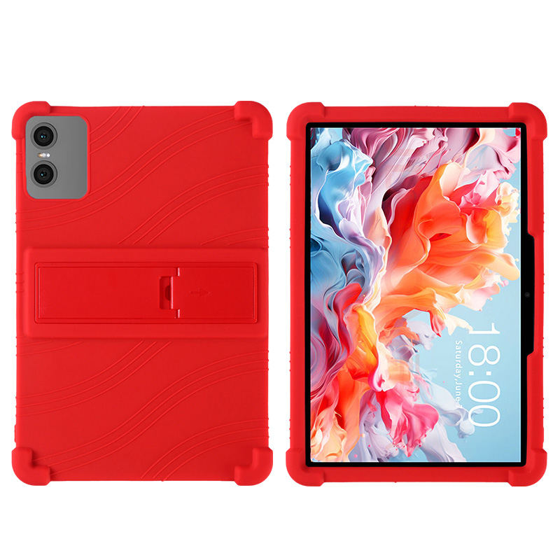For Teclast P30T P30 Tablet 10.1 Inch Kickstand Coat Shockproof Cover Tablet Case Android 14 Soft Silicon Stand Protective Shell: Red