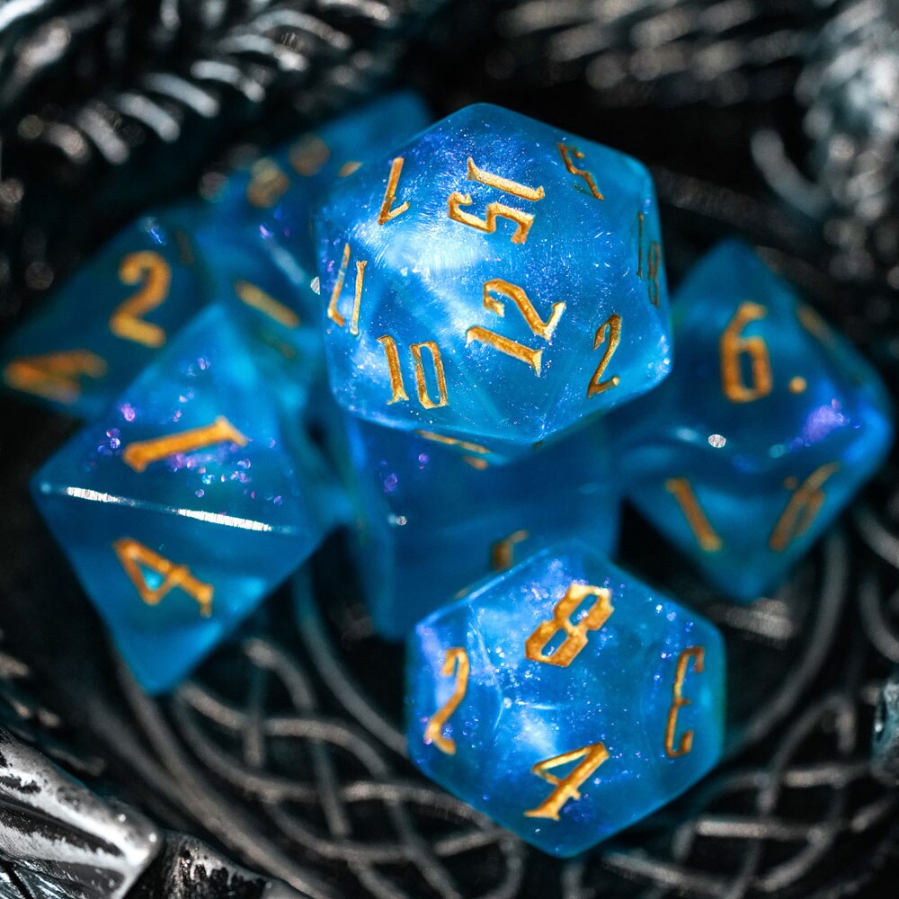 7 Stks/set Meerdere Kleuren Glitter Dnd Dobbelstenen D & D Dobbelstenen D4 D6 D8 D10 D % D12 D20 Polyhedral games Dobbelstenen Set Voor Tafel Games Mtg Rpg: 35 Light Blue