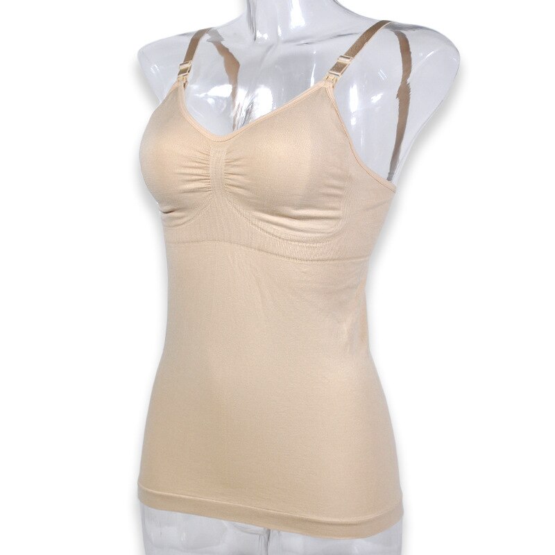 Kvinders sygepleje camisole tank top barsel bh ammende skjorter amning toppe med bh super elastisk klip ned iført: Hud / L