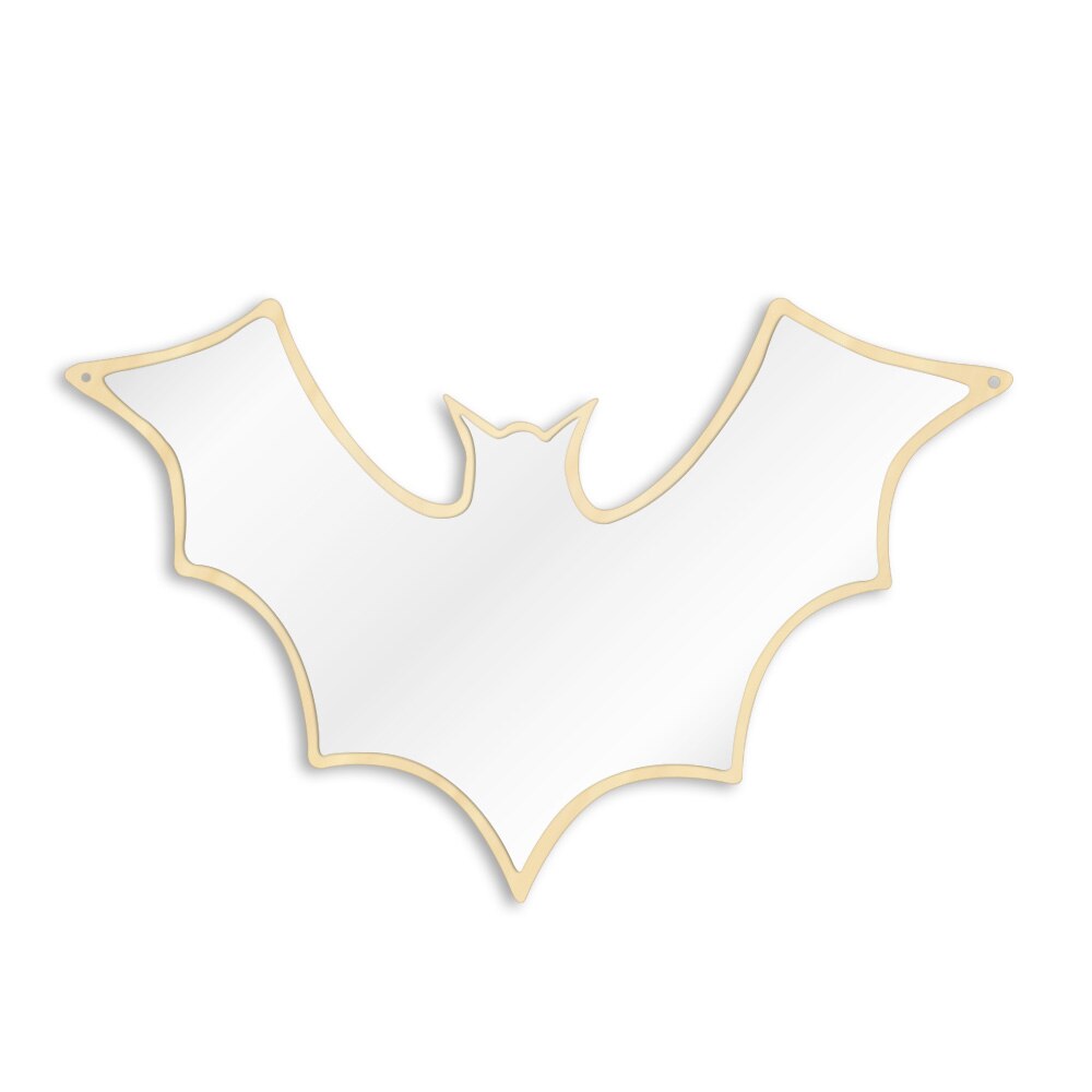 Espejo de pared con forma de murciélago, decoración de Halloween para casa, espejo con base de madera, espejo de maquillaje con soporte para pared o mesa