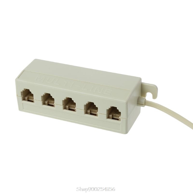 RJ11 Jack 5 Way Outlet Telephone Phone Modular Line Splitter Plug Adapter 6P4C N04 20
