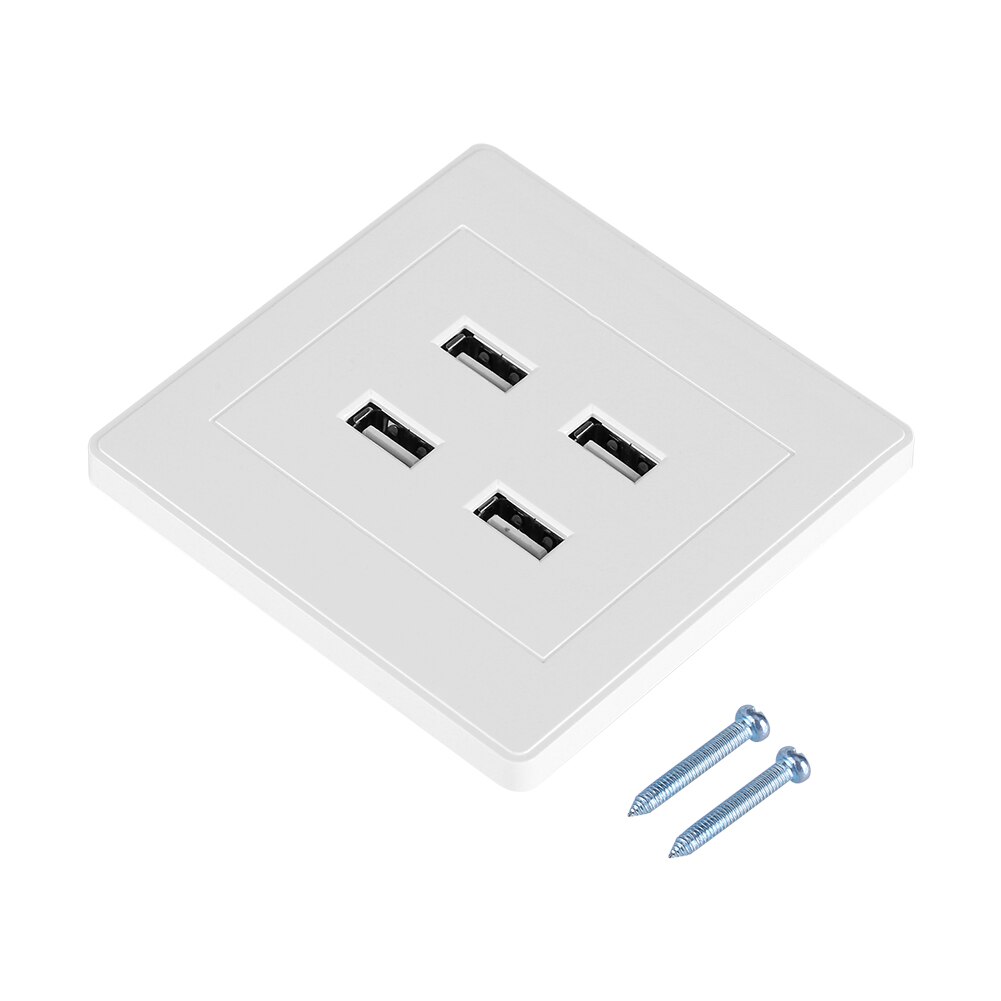 4 USB Ports DC 5V Wall Outlet Panel Plug Socke Home Office Electric Wall Mounted Power Socket Charger Outlet (110~250V)