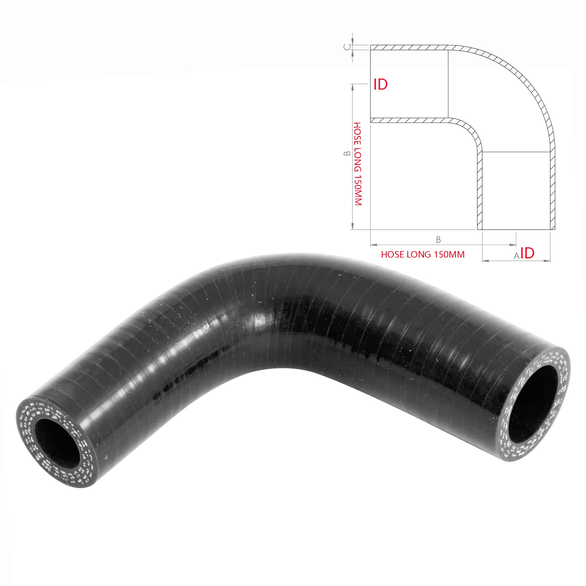 ID13-25MM 90 Degree Reducer Silicone/Silicon Hose Elbow - Rubber/Coolant/Radiator/Pipe