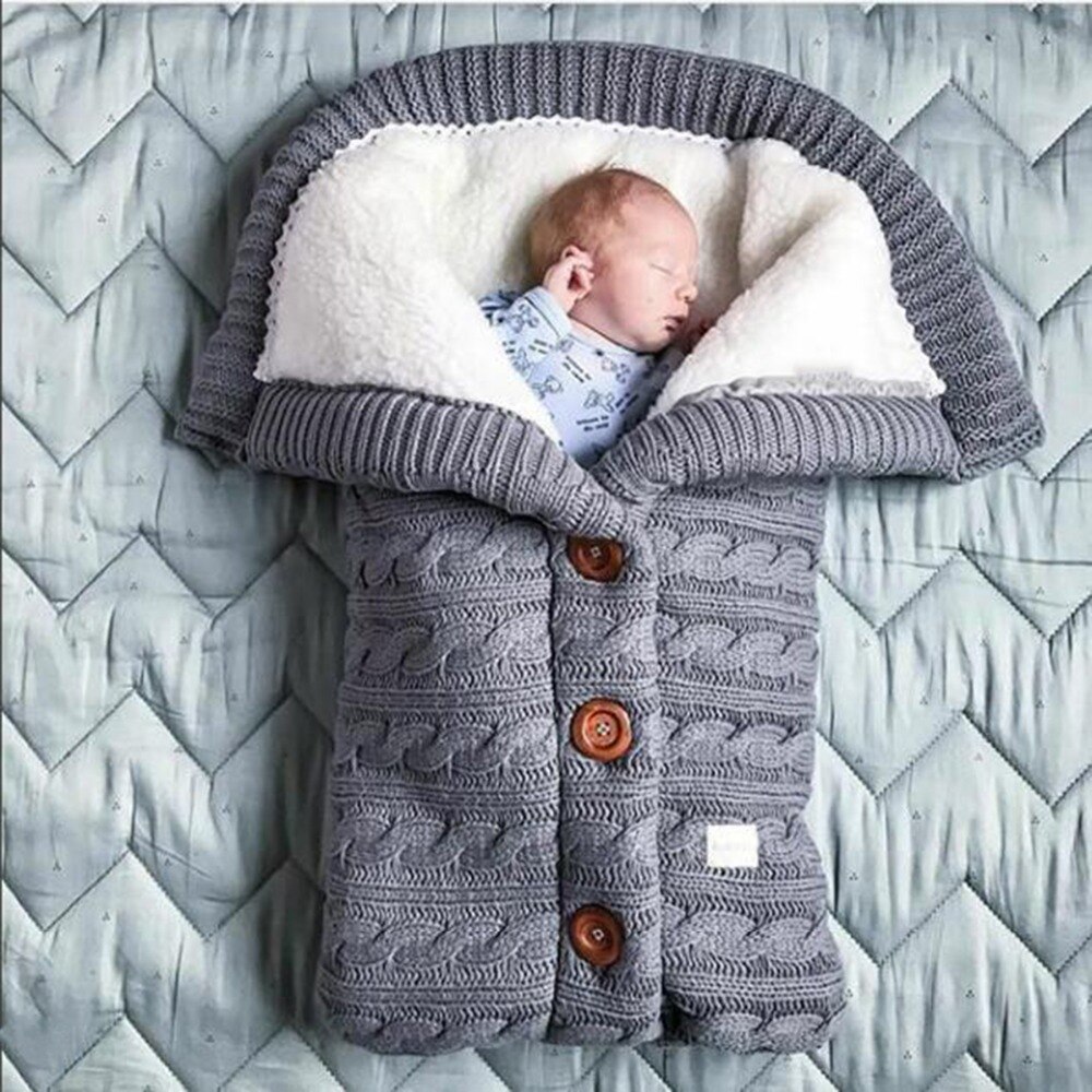 Warm Baby Blanket Knitted Newborn Swaddle Wrap Soft InfantSleeping Bag Footmuff Cotton Envelope For Stroller Accessories Blanket