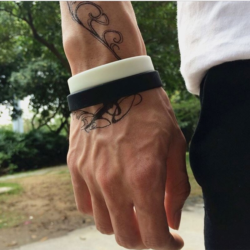 Silicone Luminous Rubber Sweat Band Men Women Bangles Basketball Sports Wristbands Silicone Bracelets 8 Colors