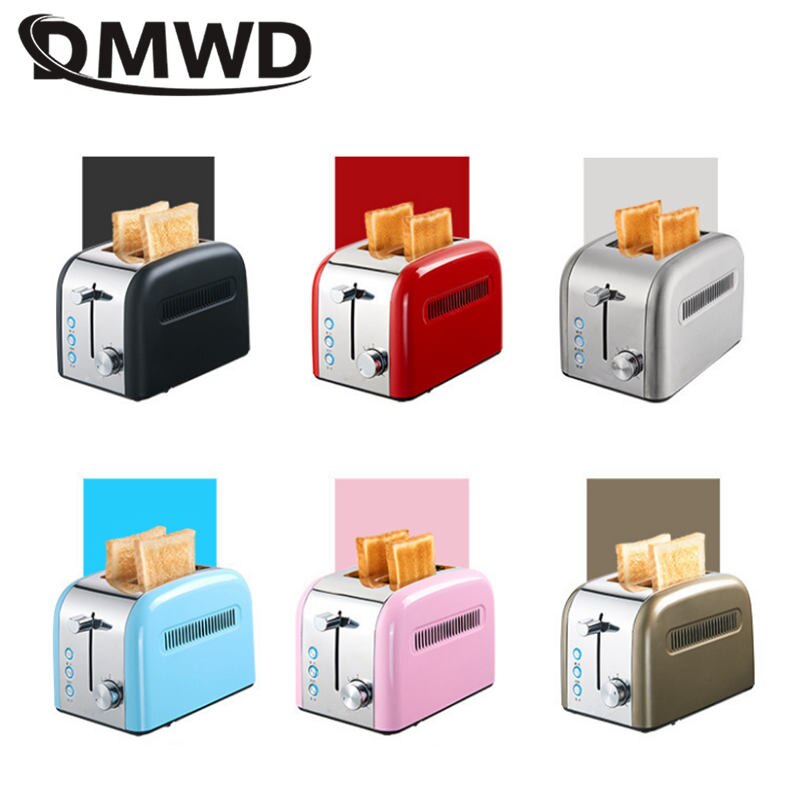 DMWD Multifunctional Electric Toaster 2 slice Automatic Bread Baking machine Stailess steel Toast Sandwich oven with crumb trays