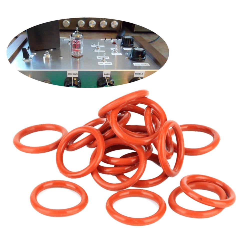 20pcs Orange Tube Damper 12AX7 12AU7 12AT7 12BH7 EL84 9 Pin Tubes Durable Silicone Vibration Damping Rin Silicone O-Rings
