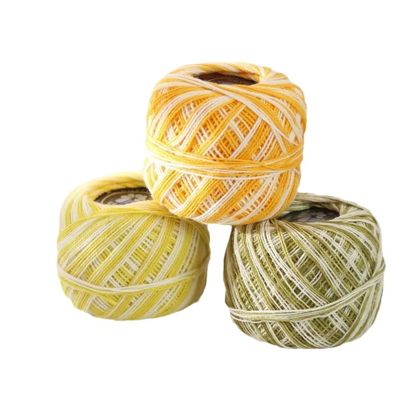 Rollo de hilo de encaje para ganchillo, suministros de costura para bordado teñido, acolchado, tamaño 5, 20g