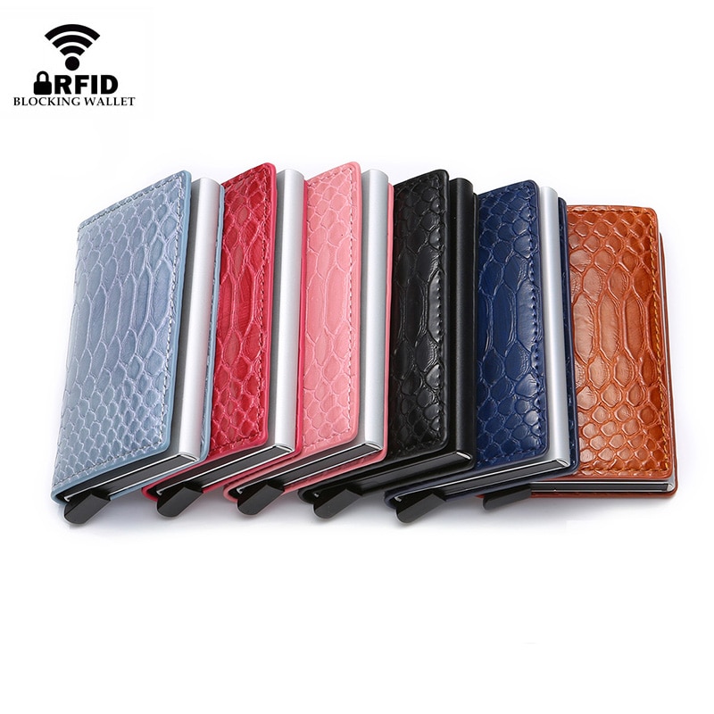 Rfid Women Credit Card Holder Aluminium Metal Wallet Ladies Mini Slim Business ID Card Holder Case Bag Cardholders pass holder