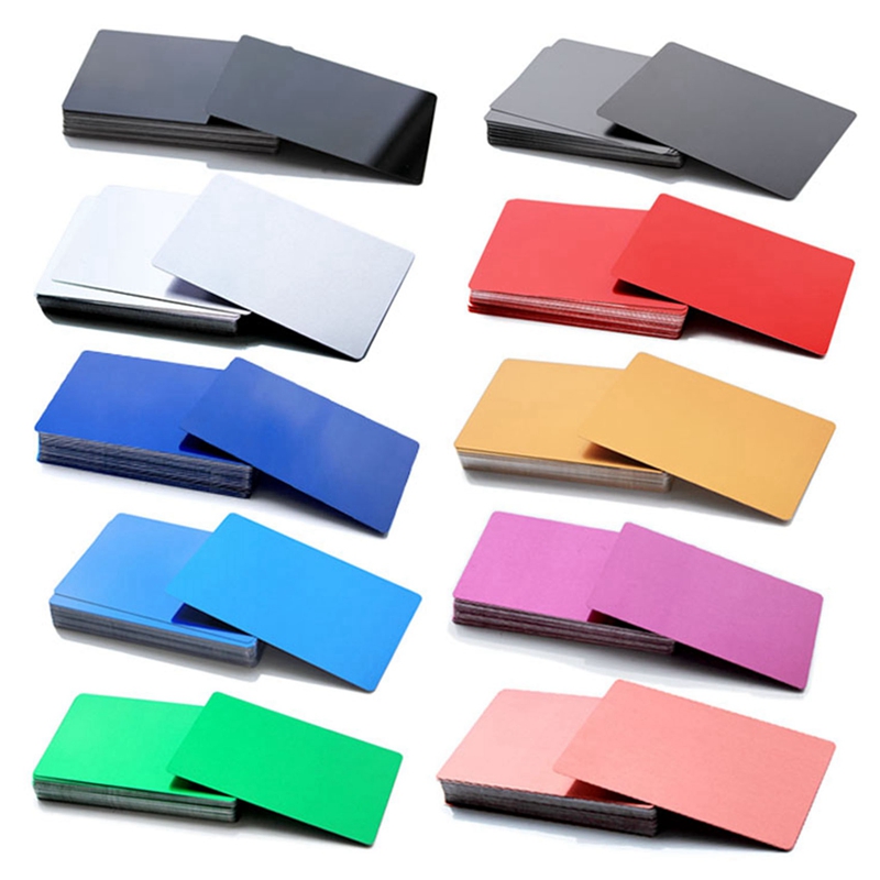 100PCS Mixed Color Aluminum Alloy Card Engraving Metal Business Visit Business Card Blank 0.2mm Thick: Default Title