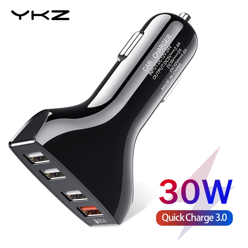 Usb Autolader Quick Charge 3.0 Auto-Oplader Ykz 4 Poorten QC3.0 Snel Opladen Auto Telefoon Oplader Voor Samsung xiaomi Iphone Huawei