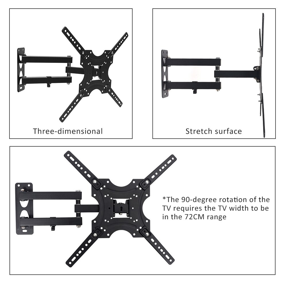 Universal 17-55 Inch Lcd Television Computer Monitor Rack Telescopic Rotating Display Bracket Swing Rack Wall Mount