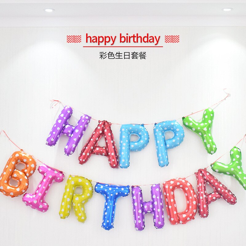 13pcs/set 16inch Letter HAPPY BIRTHDAY Foil Balloons Birthday Party Decoration Alphabet Balloon Supplies children Banner: heart Colorful