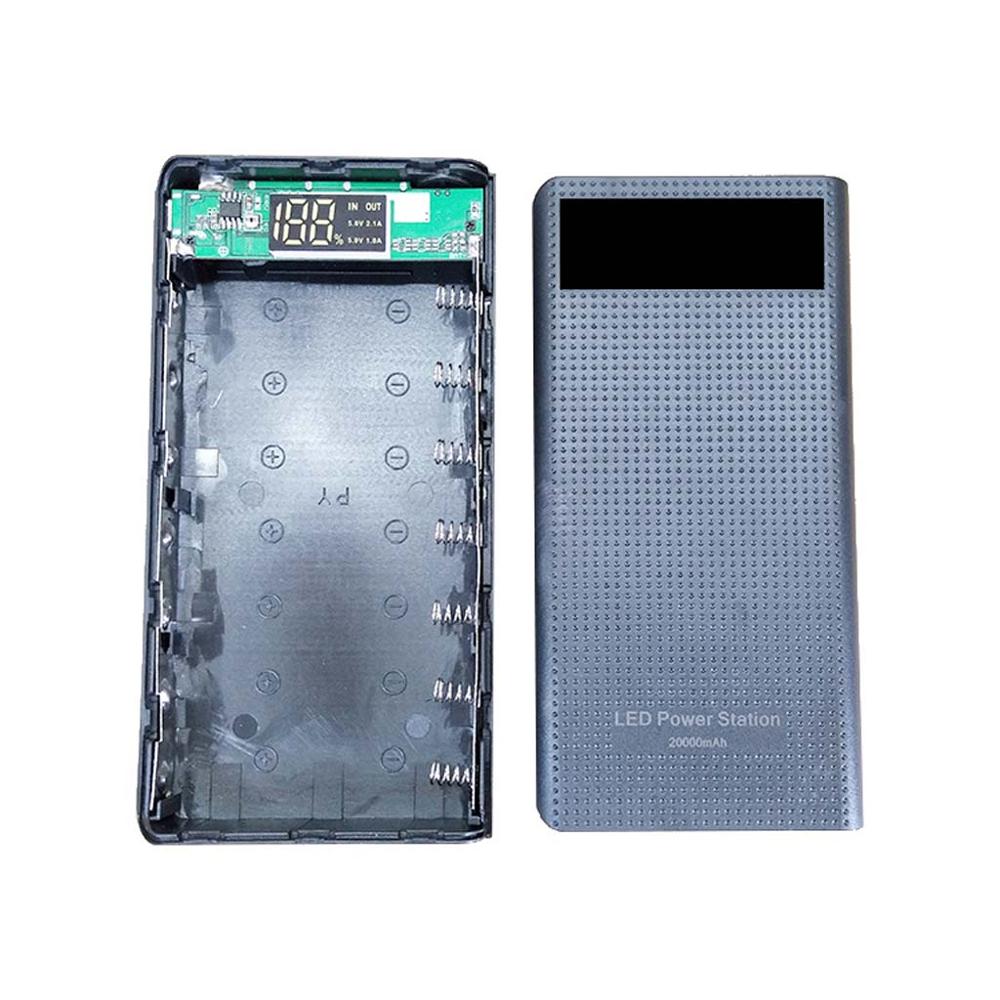 Dual USB 7x 18650 Battery DIY Power Bank Box Holder For Mobile Phone Tablet PC 45BA: Black