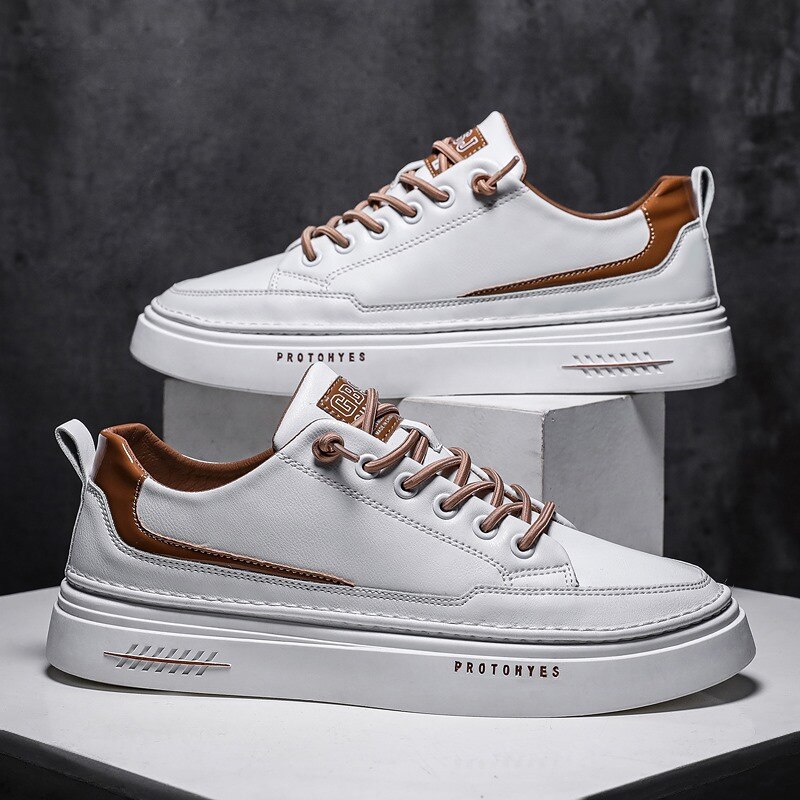 Męskie buty 2021 wiosna nowe trendy buty koreański Trend skórzane buty męskie sportowe buty białe letnie obuwie: 2 / 42