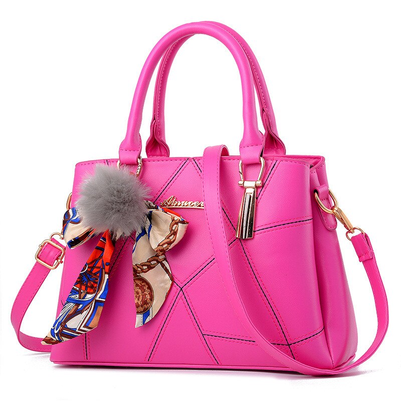 Bolso de mano de piel para mujer, bandolera, de marcas famosas, de: Rosa fuerte