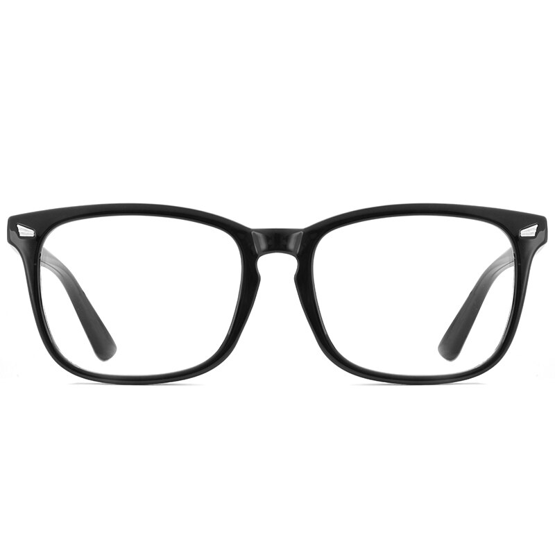 COASION Blue Light Blocking Glasses for Women Men Square Nerd Eyeglasses Frame Computer Game Glasses UV Protection CA1396A: C1 Bright Black